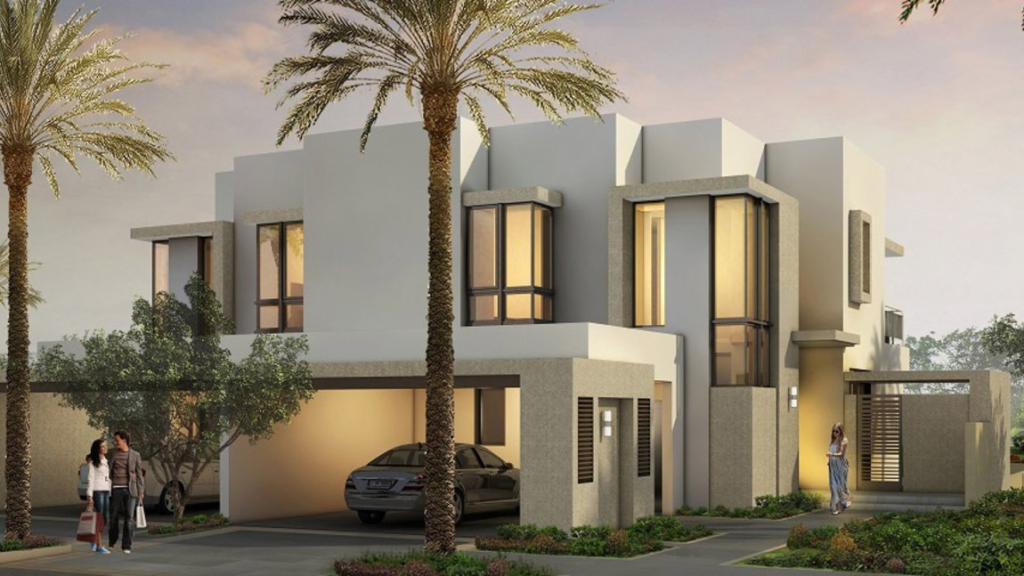 Showcasing a modern townhouse in Dubai Hills Estate with elegant architecture and a peaceful neighborhood ambiance.