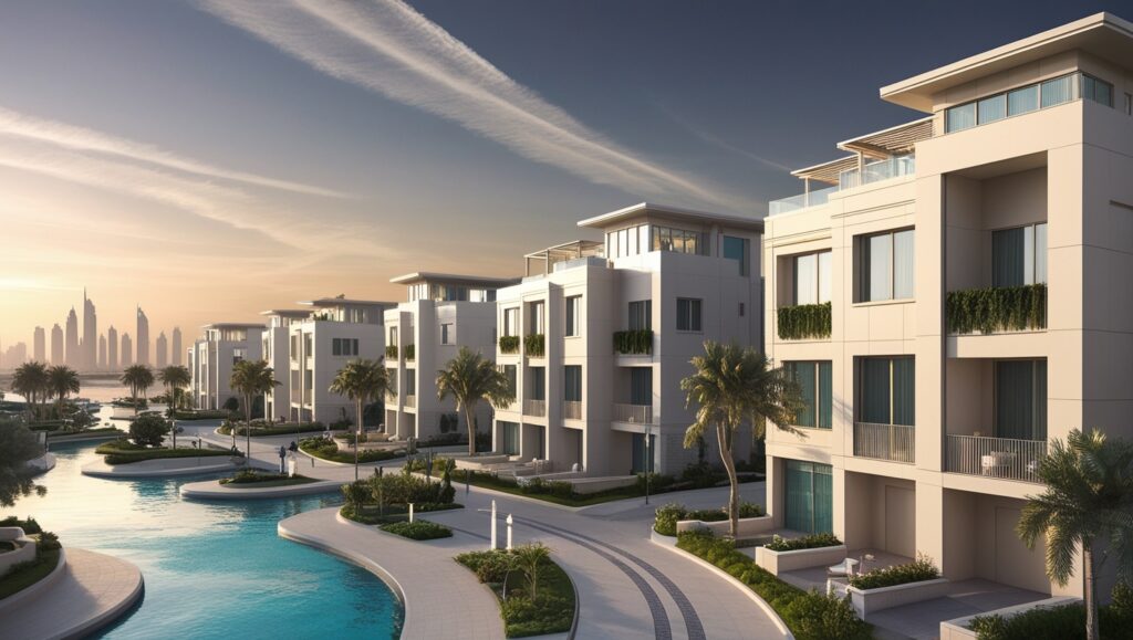 A visual guide showcasing the top locations for purchasing homes in Dubai, highlighting Dubai Creek Harbour townhouses.