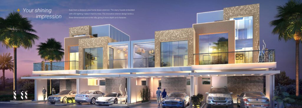 Night view of a modern townhouse