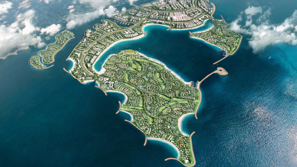 aerial view of dubai island